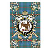 Clan Agnew Ancient Tartan Crest Black Garden Flag  - Gold Thistle  PB77 Clan Agnew Tartan Today